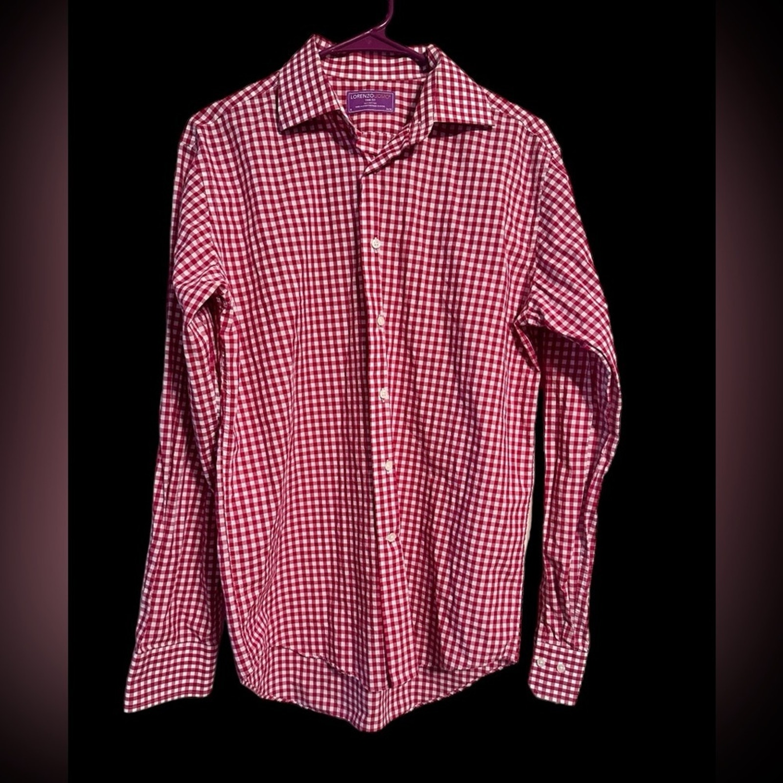 Lorenzo Uomo Trim Fit Red Plaid Button Down Men's Shirt Size 15